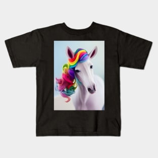 Cute Rainbow Haired Horse Kids T-Shirt